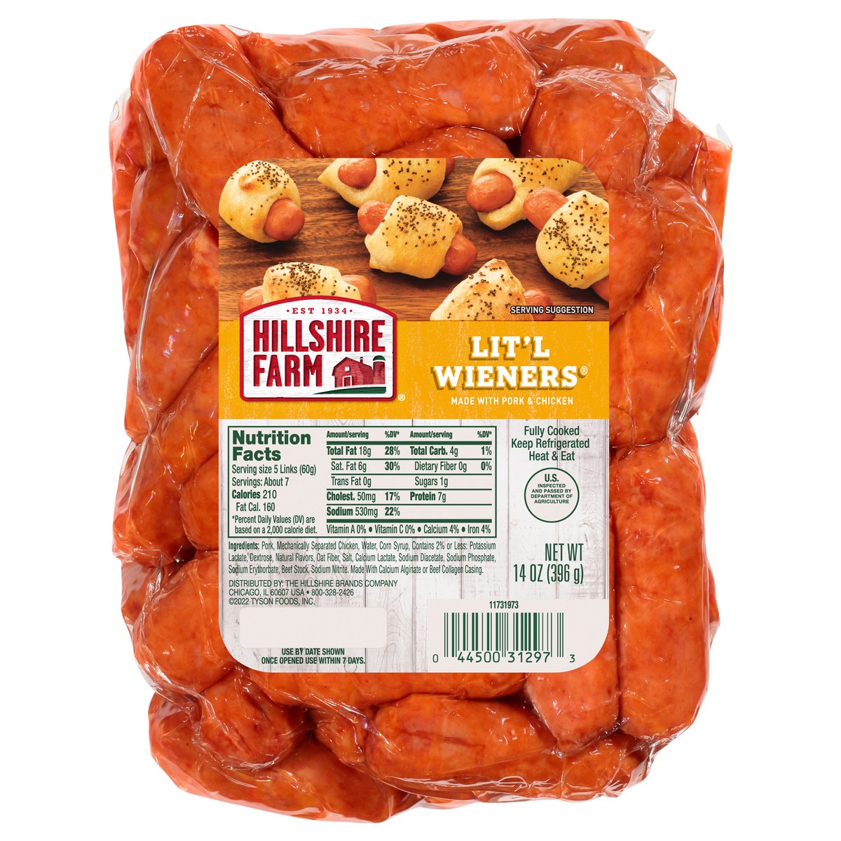 slide 1 of 1, Hillshire Farm Mixed Species Sausages – Prepared/Processed, 396.89 g