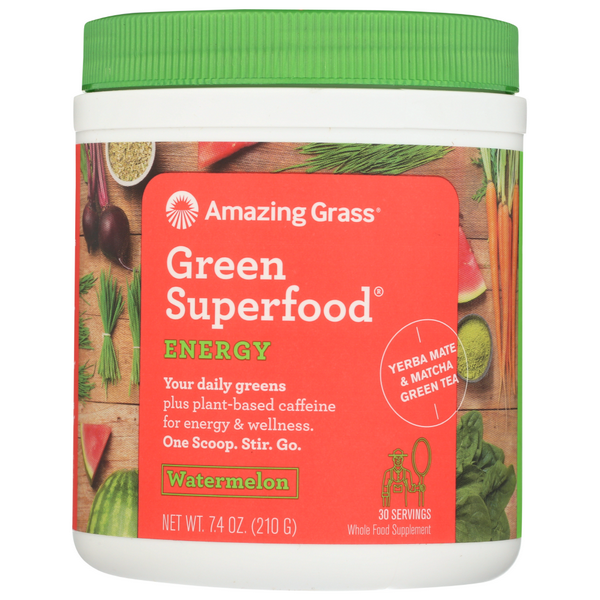 slide 1 of 1, Amazing Grass Green Superfood Watermelon Energy Drink Powder, 7.4 oz