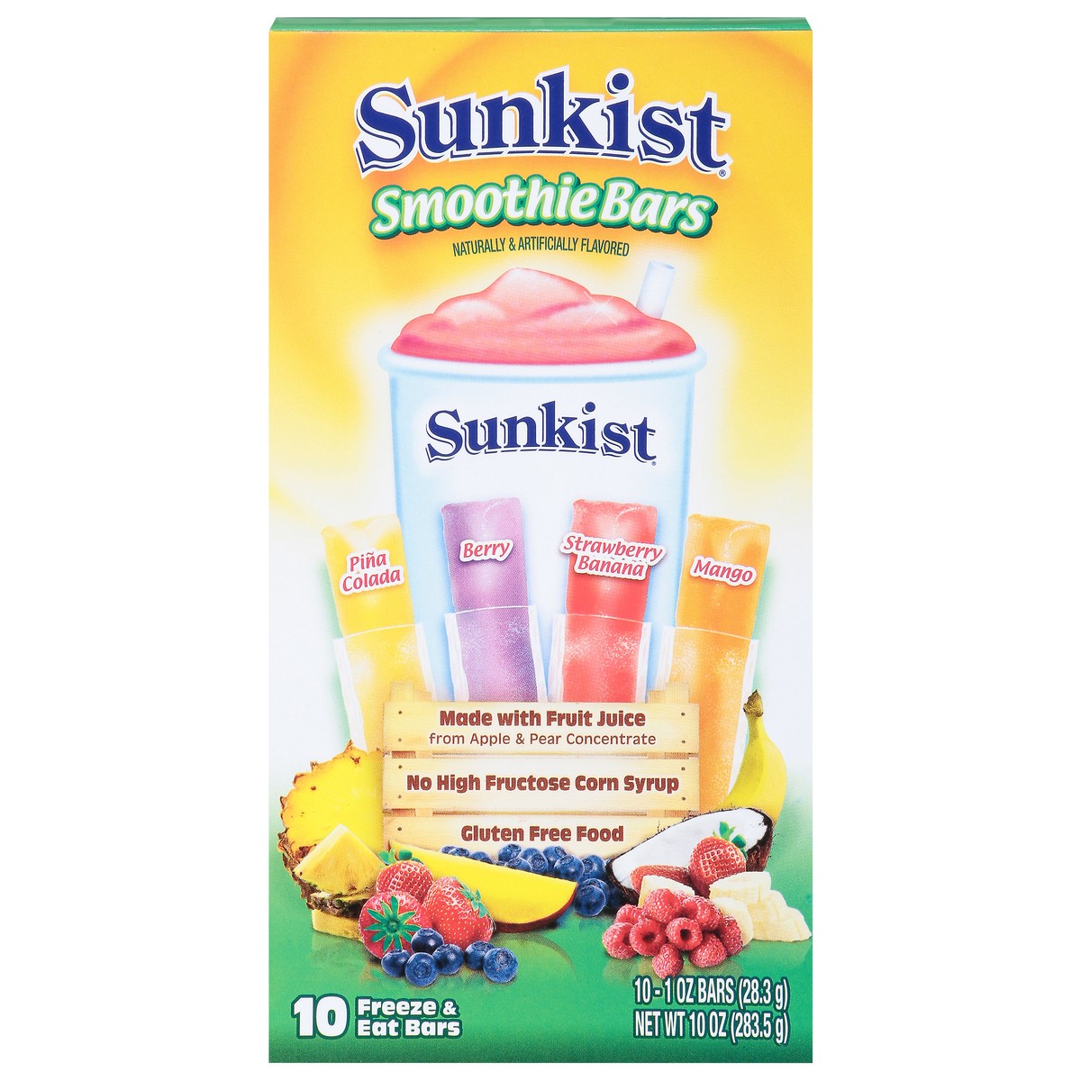 slide 1 of 9, Sunkist Assorted Smoothie Bars 10 - 1 oz Each, 10 ct