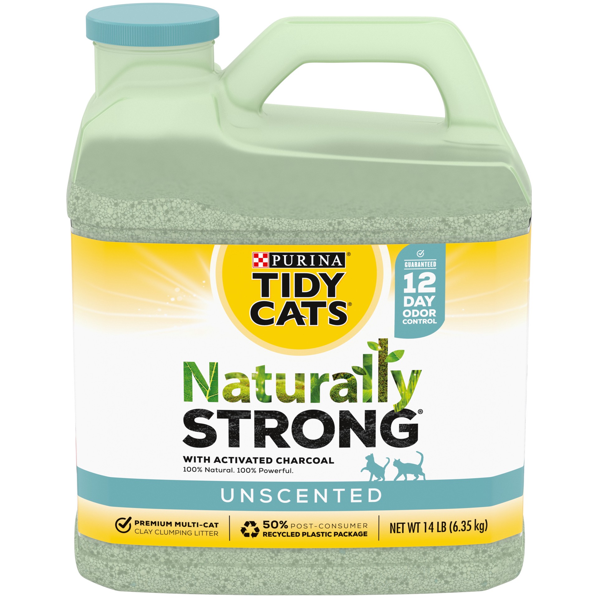 slide 1 of 9, Tidy Cats Purina Tidy Cats Unscented, Clumping, Natural Cat Litter, Naturally Strong Clay Multi Cat Litter, 14 lb