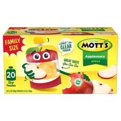 Mott's Applesauce, 3.2 oz Clear Pouches, 20 ct