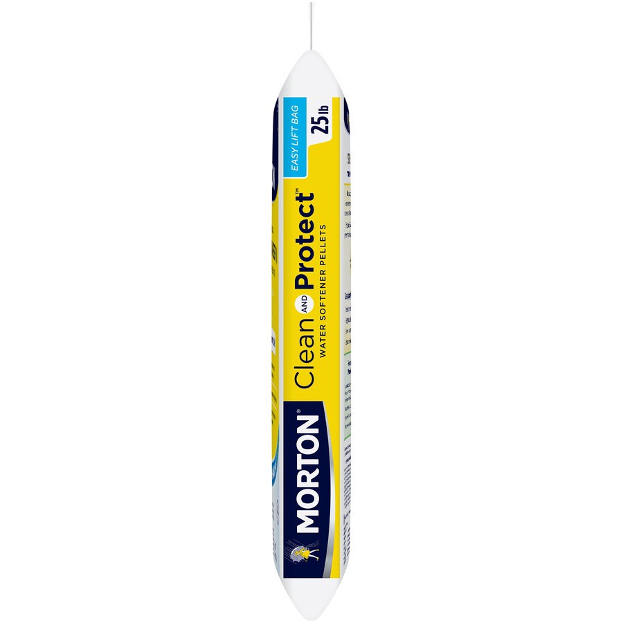 slide 2 of 4, Morton Clean and Protect Water Softener Salt is formulated to prevent buildup in pipes and appliances, helping to extend their life and improve efficiency*. Plus, we''ve created this lighter weight 25 lb. bag that features a sturdy plastic handle and easy-tear opening. For the many households that have hard water, it is a solution for softer water that provides many added benefits. When used, Morton Water Softener Salt Pellets help not only to decrease the buildup hard water can cause in pipes and appliances and make dishes easier to clean, but also leaves hair and skin feeling softer after washing and bathing. To continue to see the benefits of Morton Water Softener Salt Pellets, it is recommended that every two months you add between two and four new bags to your tank, depending on the number of people in your household., 25 lb