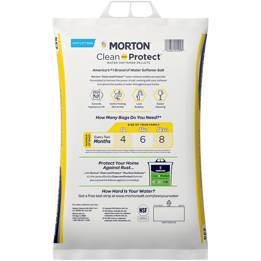 slide 4 of 4, Morton Clean & Protect Water Softener Pellets, 25 lb