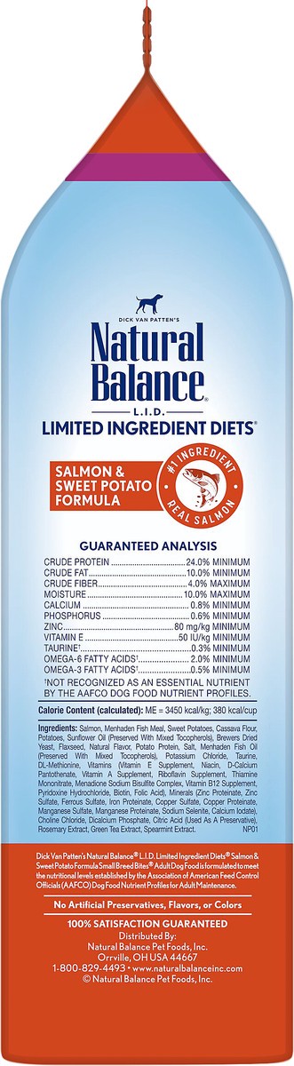 slide 5 of 5, Natural Balance L.I.D. Limited Ingredient Diets Small Breed Bites Grain Free Salmon & Sweet Potato Formula Dog Food 4 lb, 4 lb