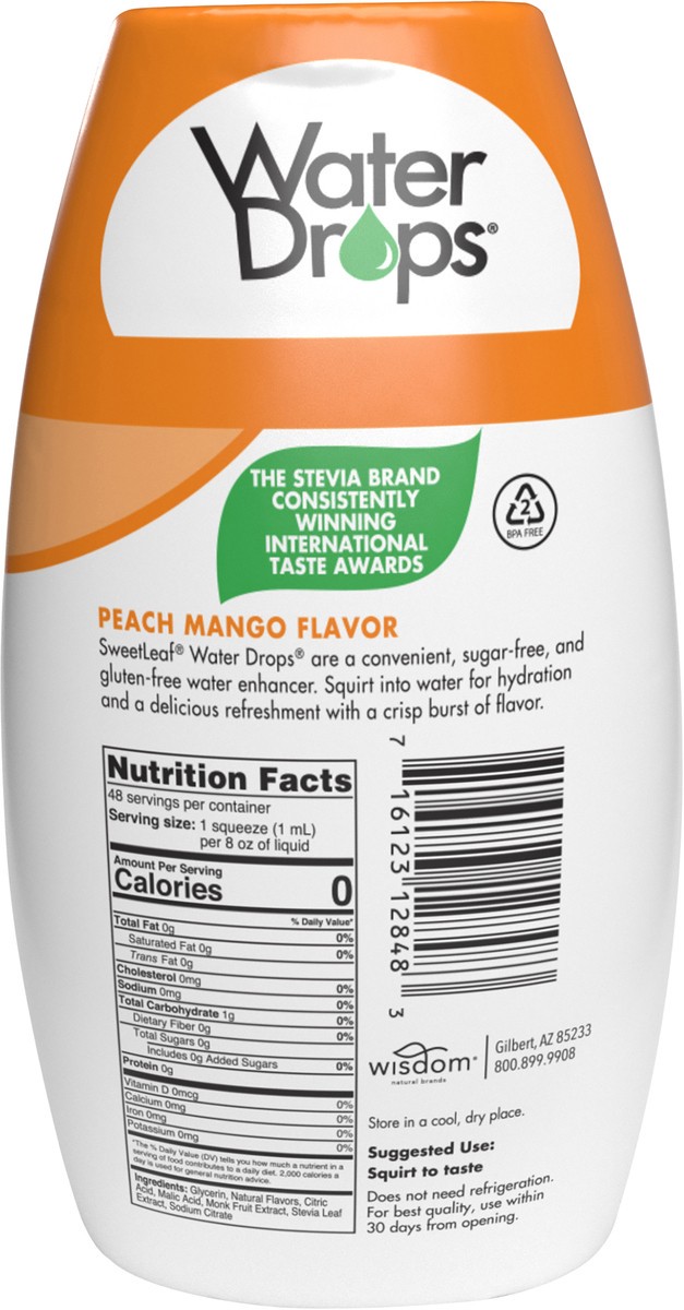 slide 10 of 10, SweetLeaf Peach Mango Water Drops, 1.62 fl oz