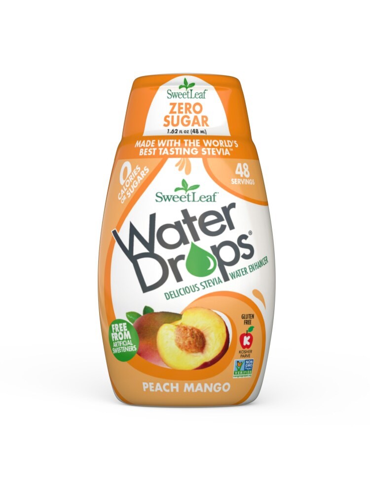 slide 1 of 10, SweetLeaf Peach Mango Water Drops, 1.62 fl oz