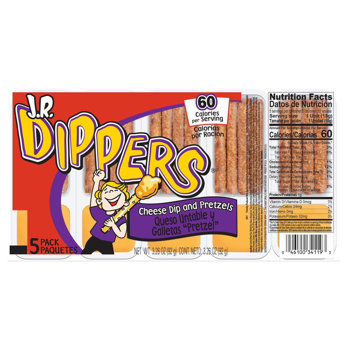 slide 1 of 4, J.R. Dippers Cheese Dip and Pretzels 3.26 oz. Pack, 3.26 oz