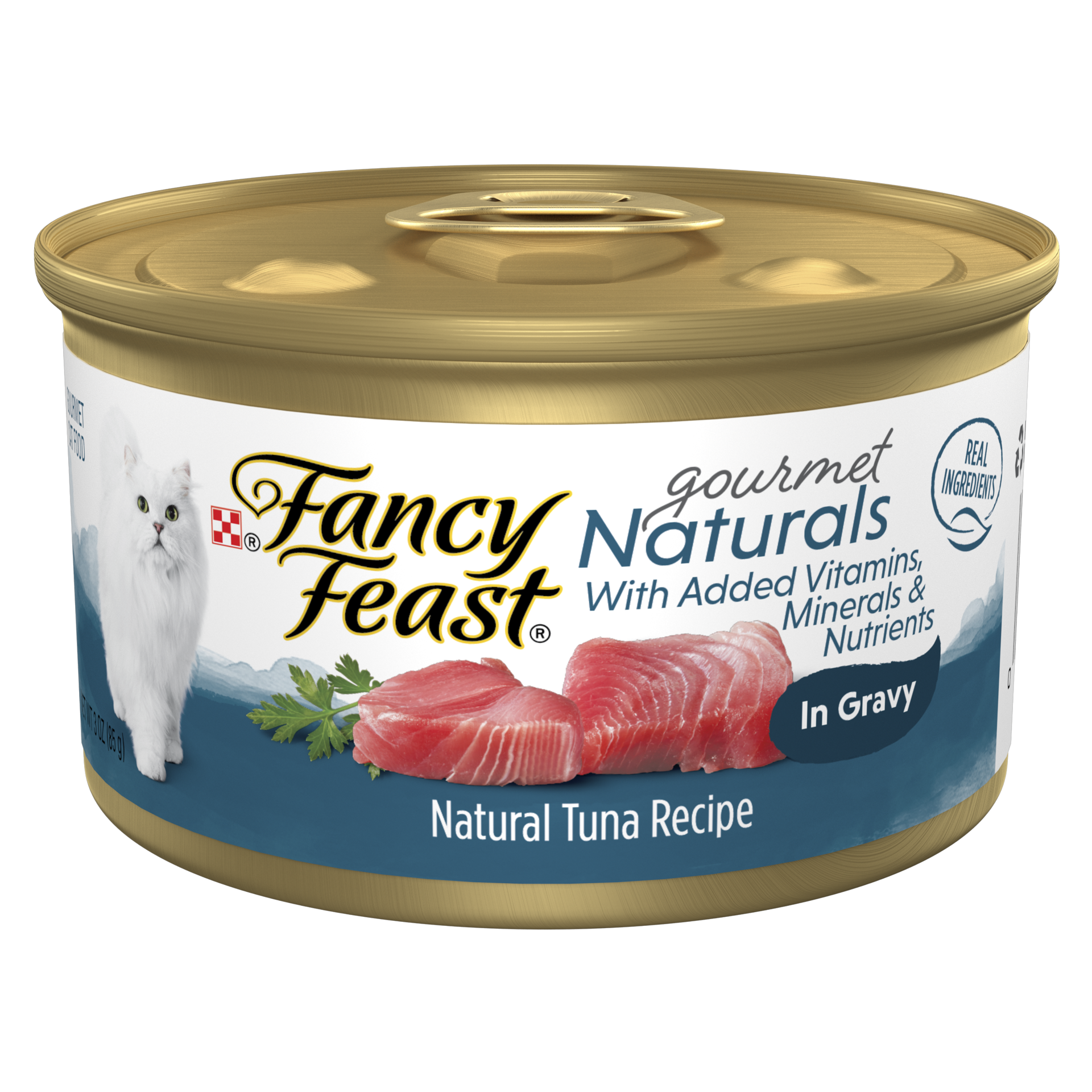 slide 1 of 2, Fancy Feast Gourmet Naturals Tuna Recipe in Gravy Adult Wet Cat Food, 3 oz