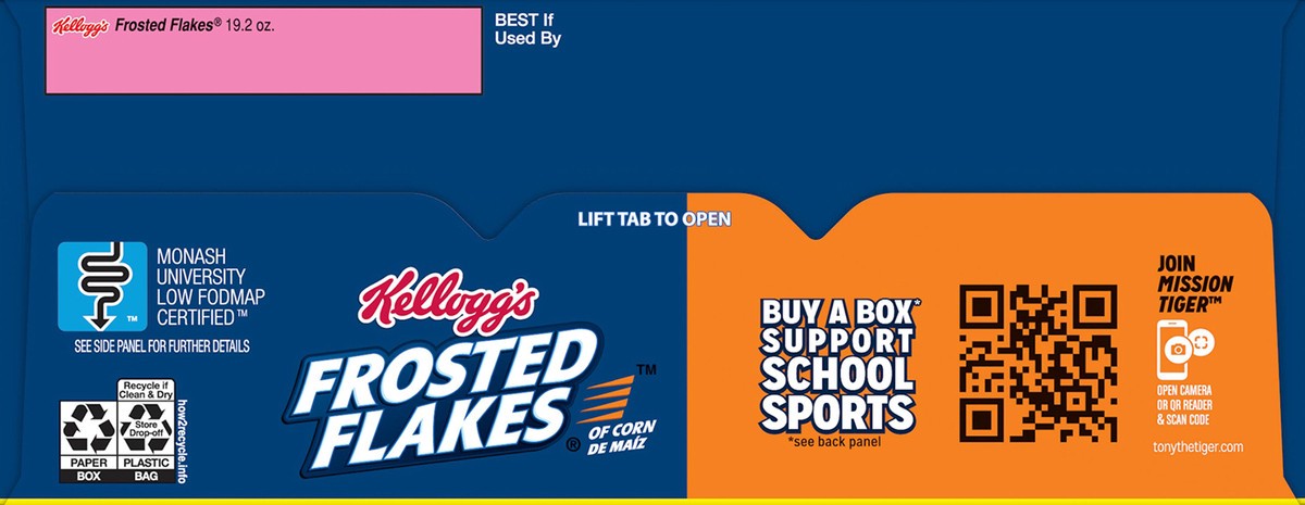 slide 2 of 8, Frosted Flakes Kellogg's Frosted Flakes Breakfast Cereal, 8 Vitamins and Minerals, Kids Snacks, Original, 19.2oz Box, 1 Box, 19.2 oz