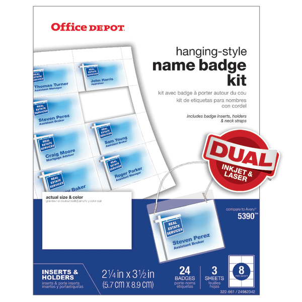 slide 1 of 3, Office Depot Brand Name Badge Kit, Pack Of 24, 24 ct