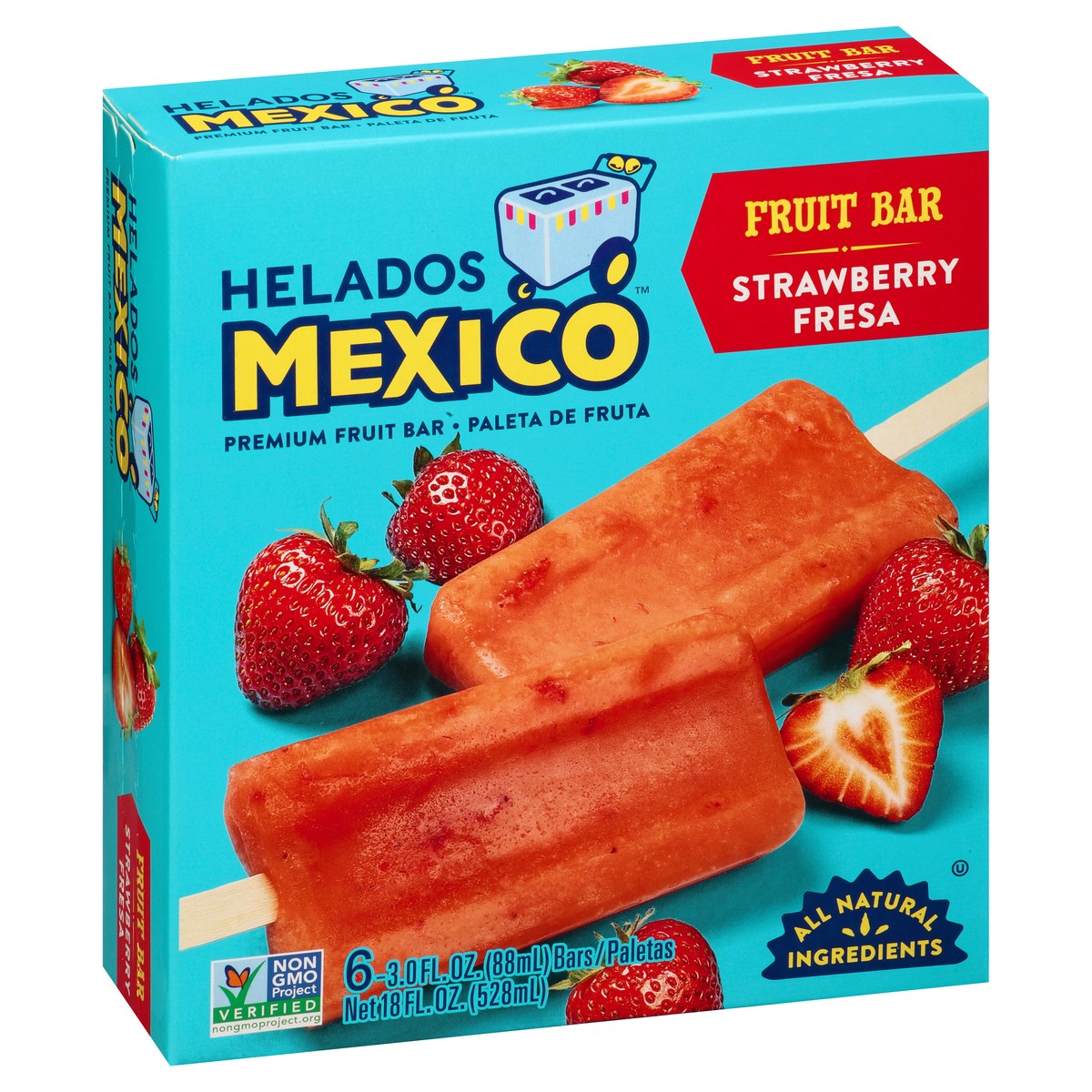 slide 9 of 9, Helados Mexico Premium Strawberry Fruit Bars 6 ea, 6 ct