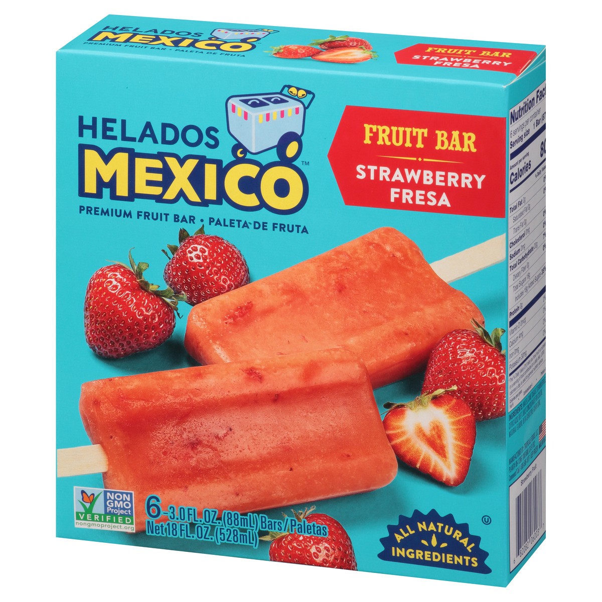 slide 4 of 9, Helados Mexico Premium Strawberry Fruit Bars 6 ea, 6 ct