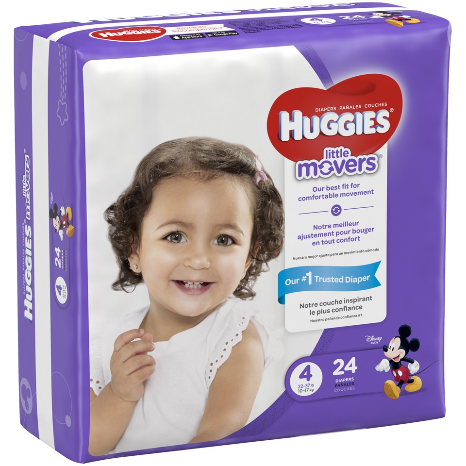 slide 2 of 3, Huggies Little Movers Diapers Size 4, 24 ct