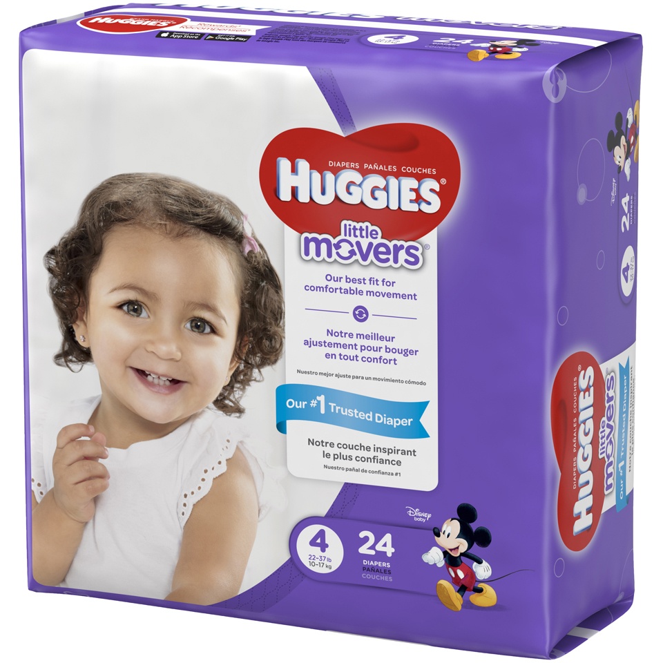 slide 3 of 3, Huggies Little Movers Diapers Size 4, 24 ct