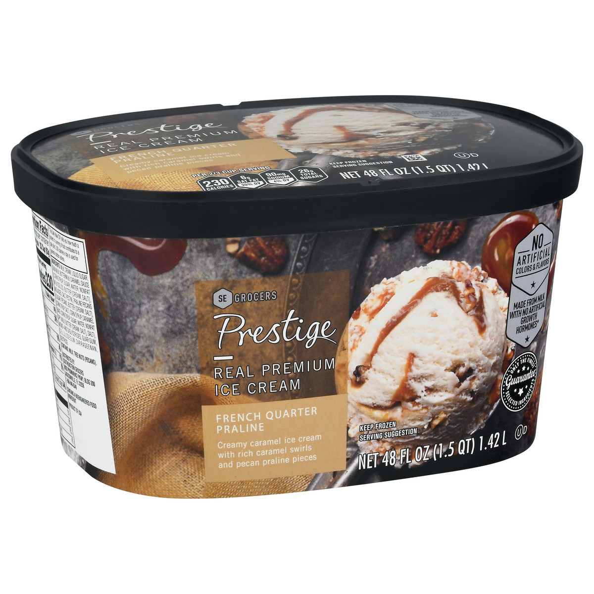 slide 5 of 9, Prestige Real Premium Ice Cream French Quarter Praline, 48 oz