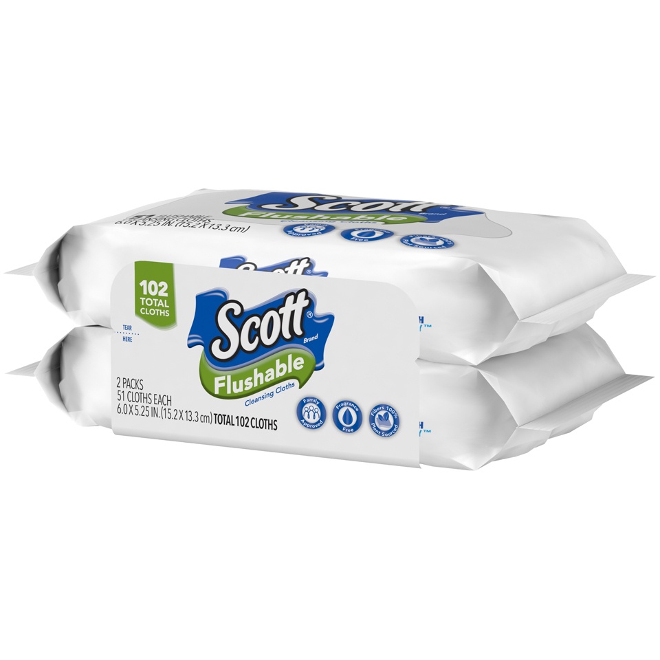 slide 3 of 3, Scott Naturals Flushable Cleansing Cloths, 102 ct