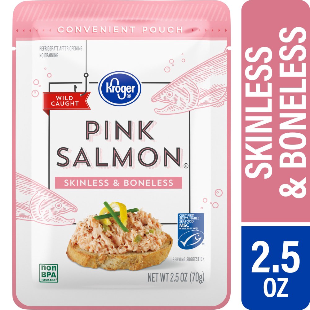 slide 1 of 3, Kroger Pink Salmon Pouch, 2.5 oz