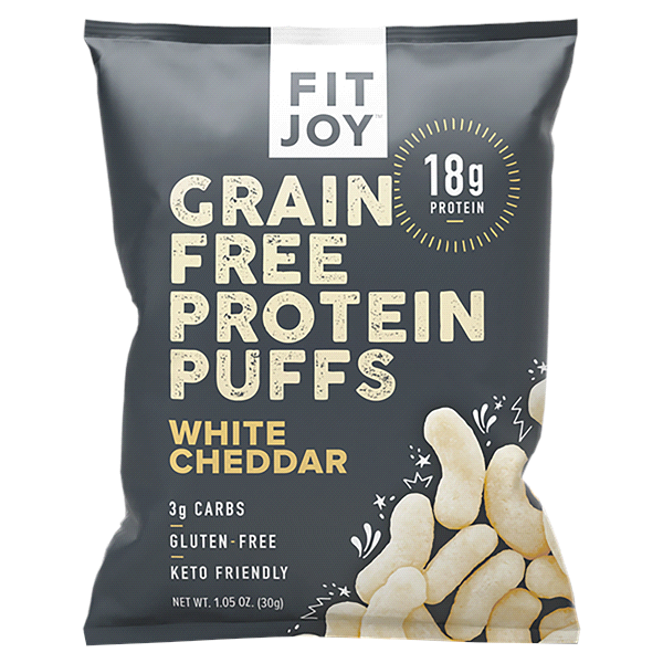 slide 1 of 1, FIT JOY White Cheddar Grain Free Protein Puffs, 1.05 oz