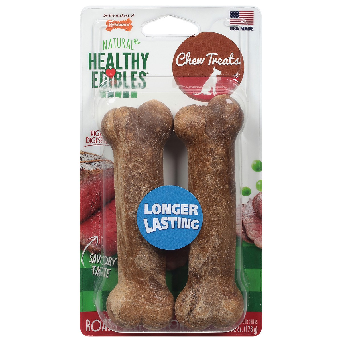 slide 1 of 9, Healthy Edibles Natural Roast Beef Flavor Dog Treats Wolf Size 6.2 oz, 6.2 oz