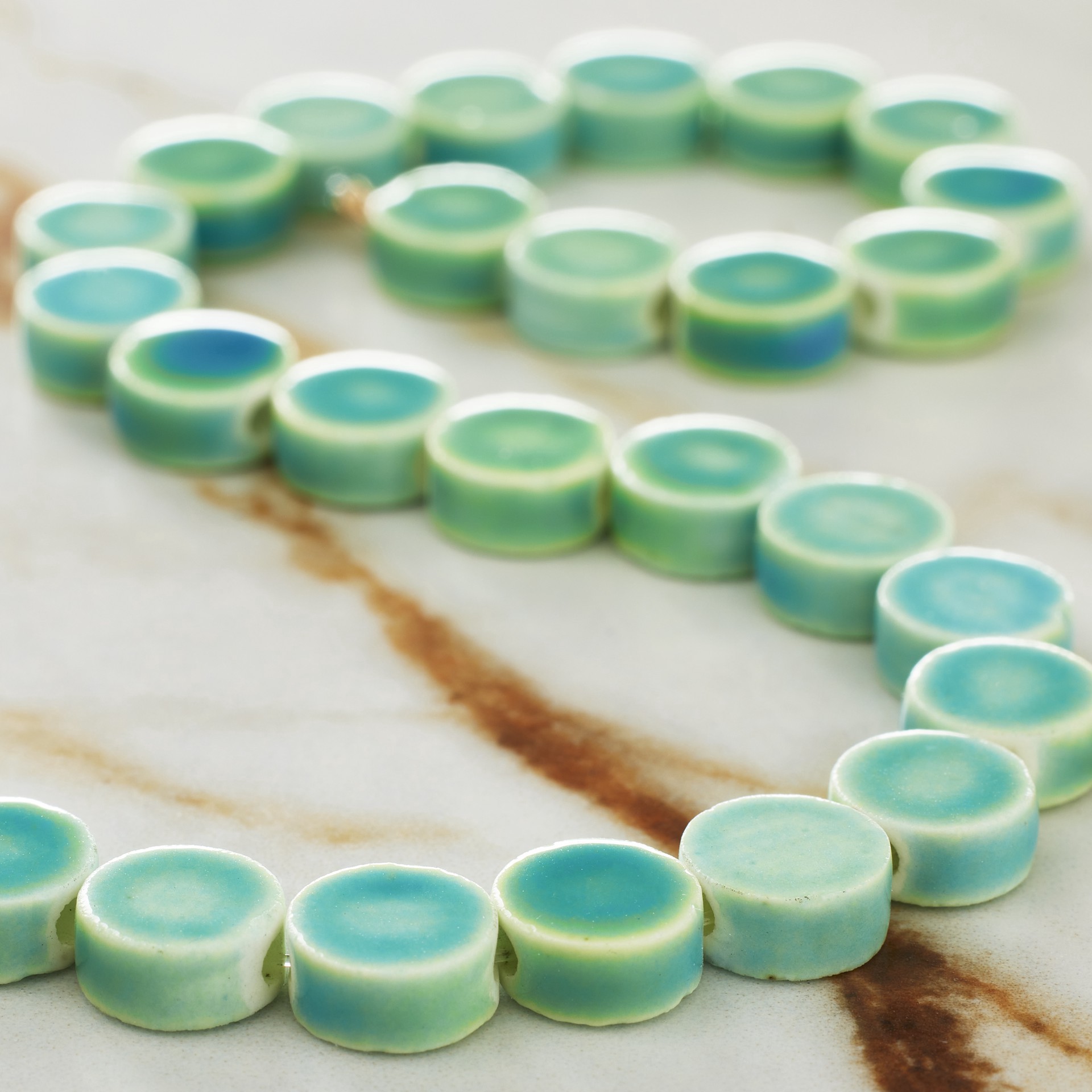 slide 3 of 3, Turquoise Ceramic Roundel Beads, 8mm By Bead Landing, 8mm
