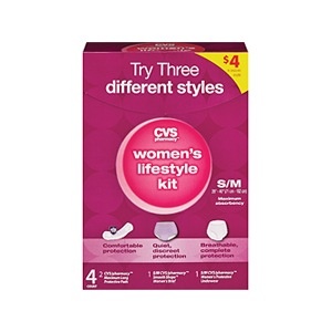 slide 1 of 1, CVS Health Women's Maximum Absorbency Lifestyle Kit, S/M, 4 ct