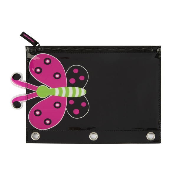 slide 1 of 1, Office Depot Brand 3-Ring Pvc Pencil Pouch, 7-1/2'' X 10'', Butterfly, 1 ct