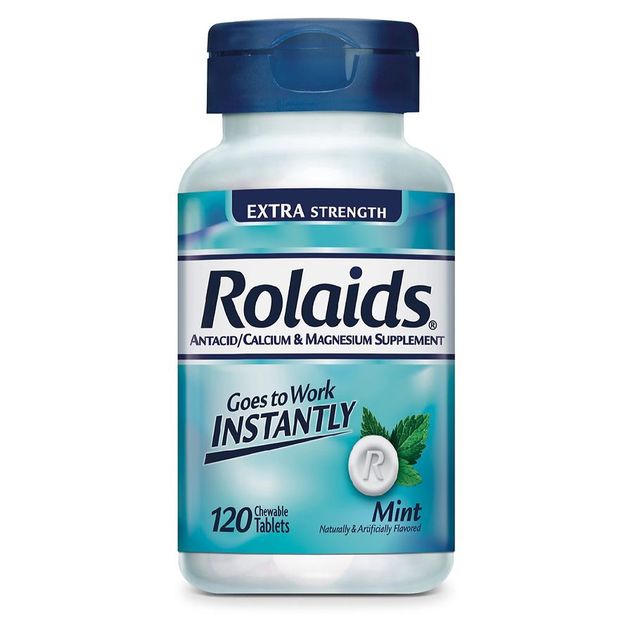 slide 1 of 1, Rolaids Extra Strength Antacid Calcium & Magnesium Spplement Mint Tablets, 120 ct