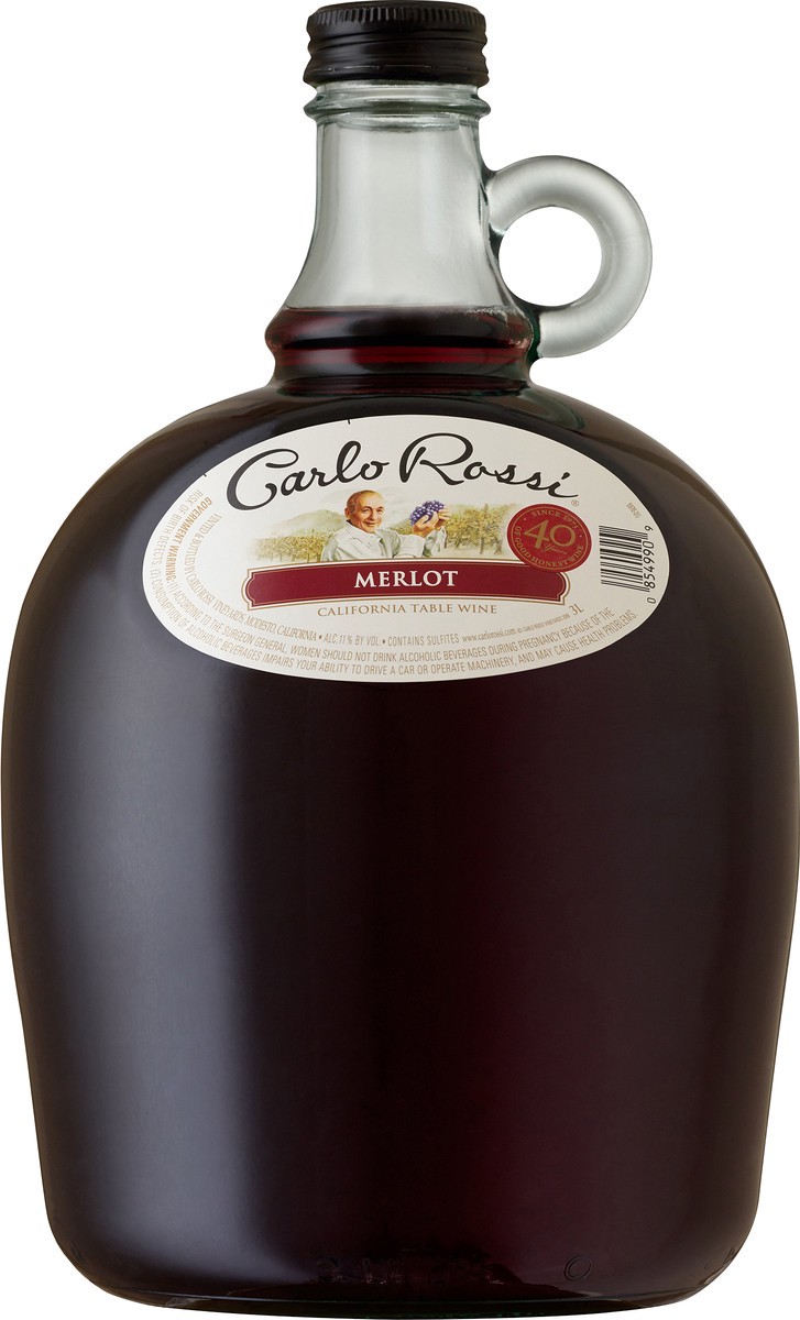 slide 2 of 2, Carlo Rossi Merlot Red Wine 3L, 3 liter