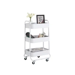 Real Home 3 Tier Metal Utility Cart White