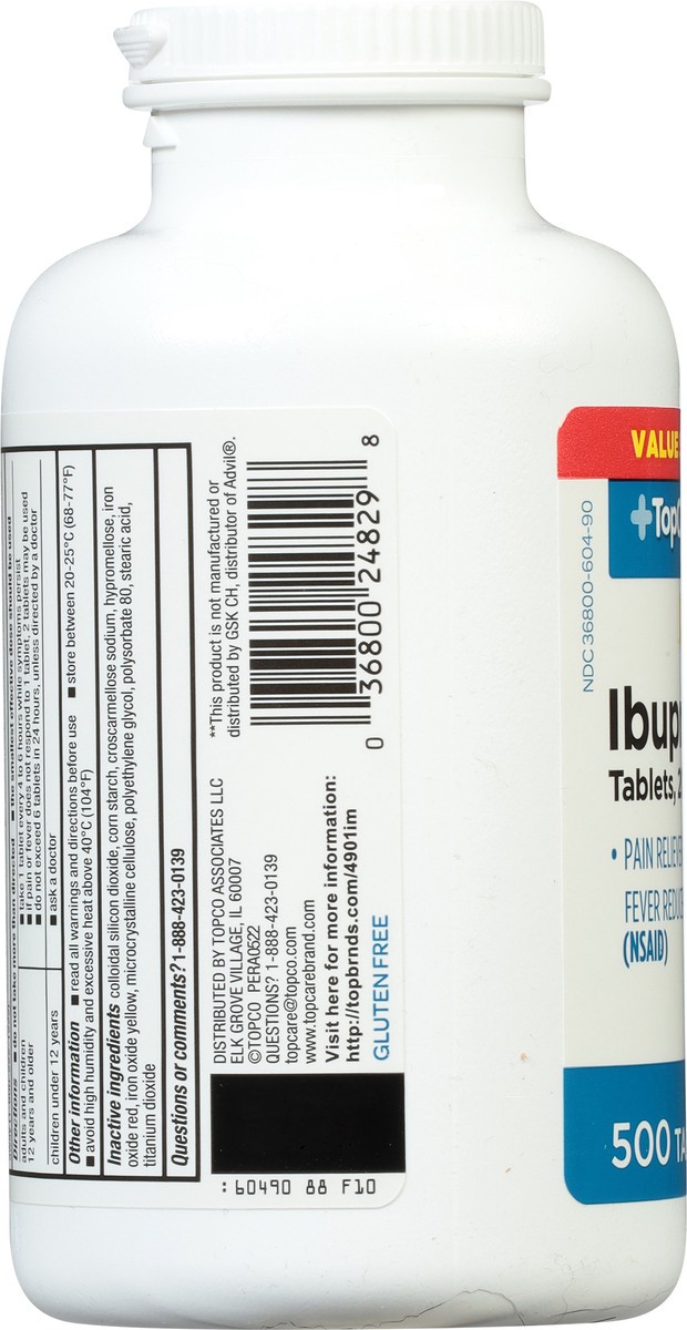 slide 9 of 10, TopCare Health 200 mg Ibuprofen Value Size 500 Tablets, 500 ct