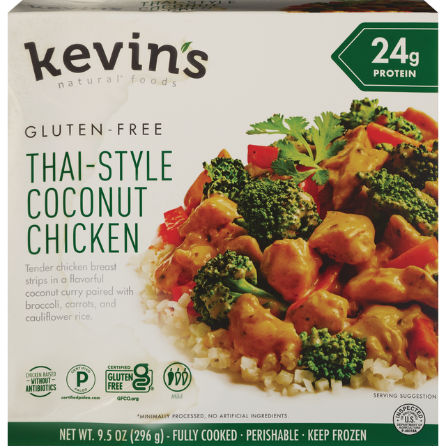 slide 1 of 1, Kevin's Natural Foods Thai-Style Coconut Chicken 9.5 oz, 9.5 oz