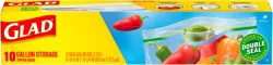 Glad Zipper Food Storage Plastic Bags, Gallon, 10 Count