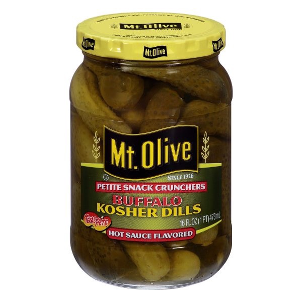 slide 1 of 6, Mt. Olive Buffalo Kosher Dills Petite Snack Crunchers Pickles, 16 oz