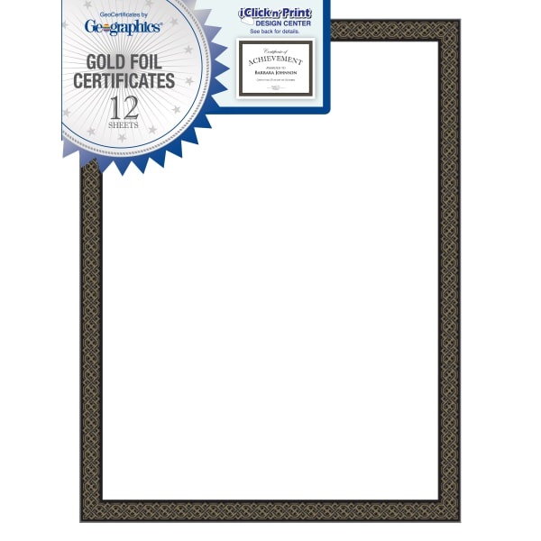 slide 1 of 1, Geographics 30% Recycled Blank Parchment Certificates, 8 1/2'' X 11'', Black Diamonds, Pack Of 12, 12 ct
