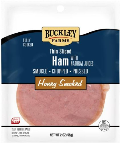slide 1 of 1, Buckley Farms Honey Smoked Fully Cooked Thin Sliced Ham, 2 oz