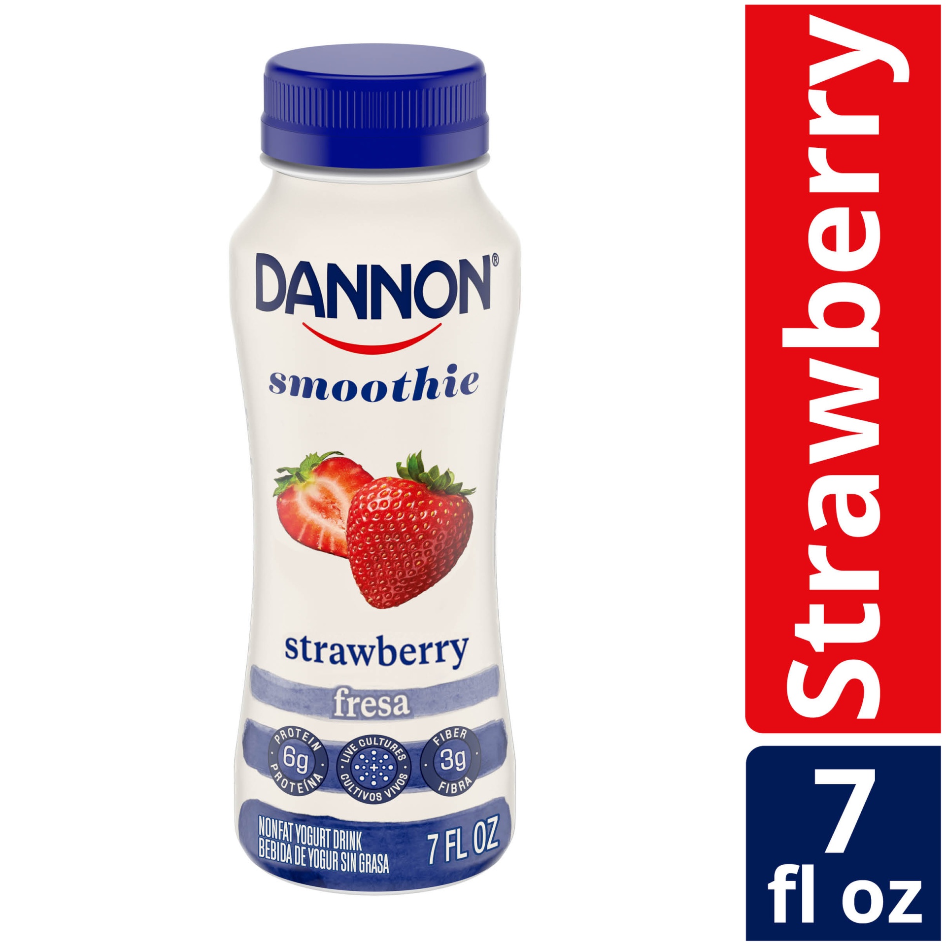 slide 1 of 7, Dannon Nonfat Yogurt Strawberry Smoothie, 7 fl oz