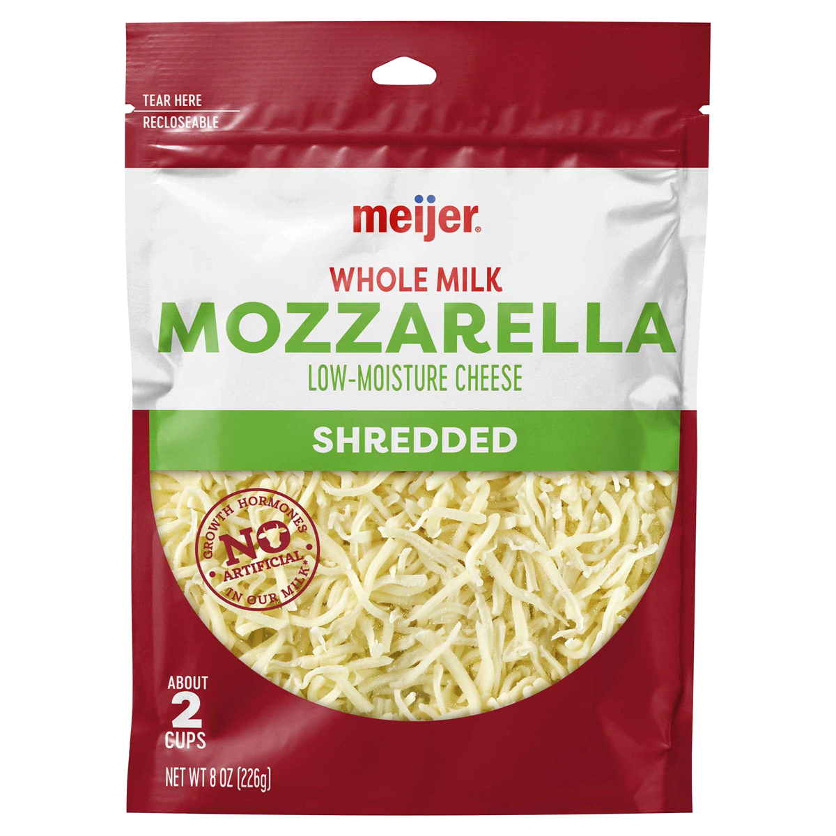 slide 1 of 5, Meijer Shredded Whole Milk Mozzarella Cheese, 8 oz