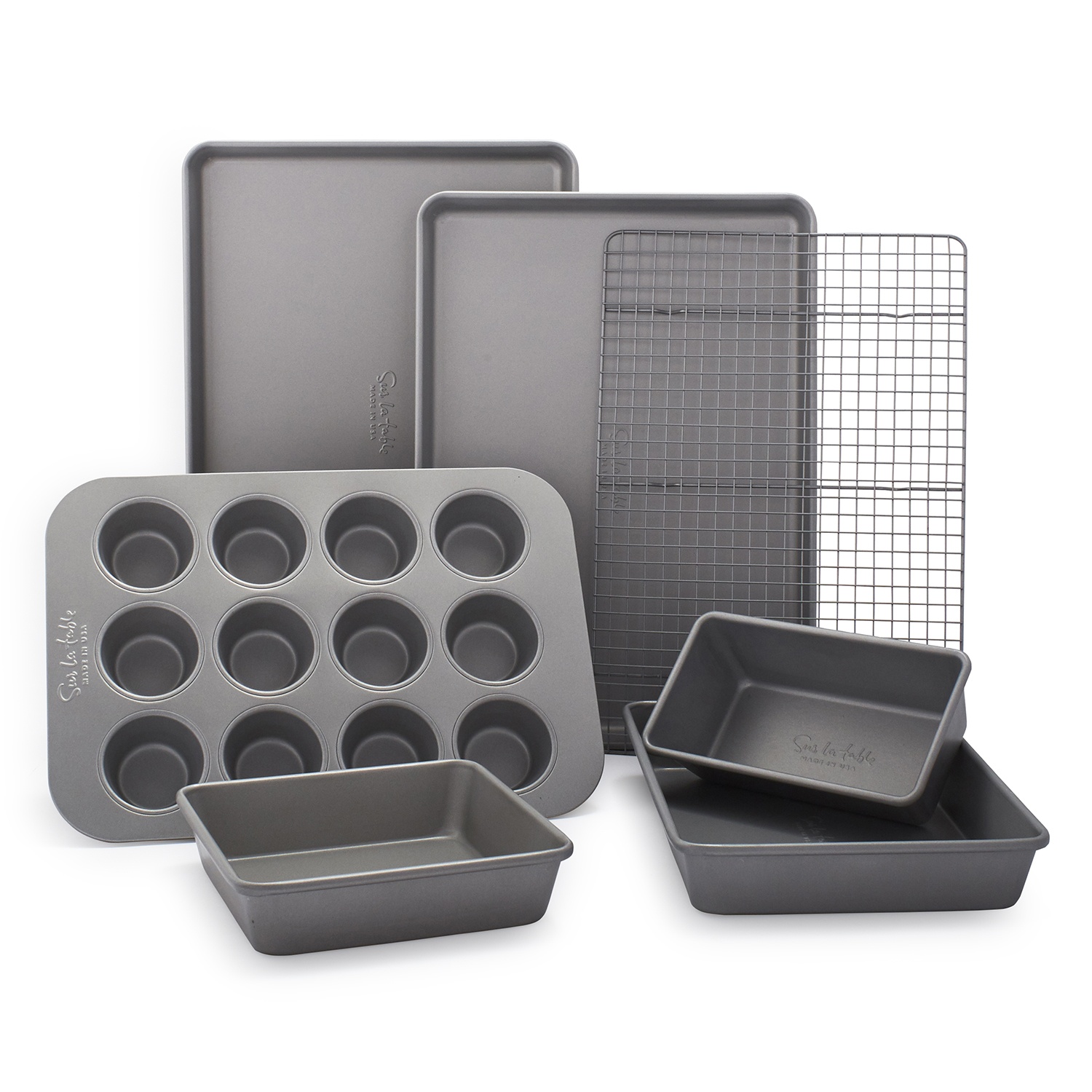 slide 1 of 1, Sur La Table Classic Nonstick Bakeware Set, Silver, 7 ct