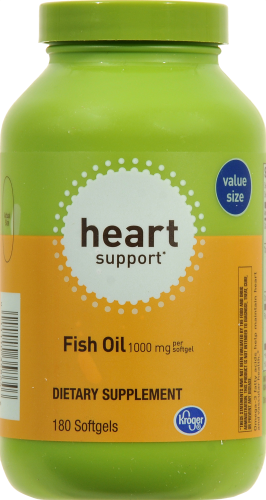slide 1 of 1, Kroger Heart Support Fish Oil Supplement, 180 ct