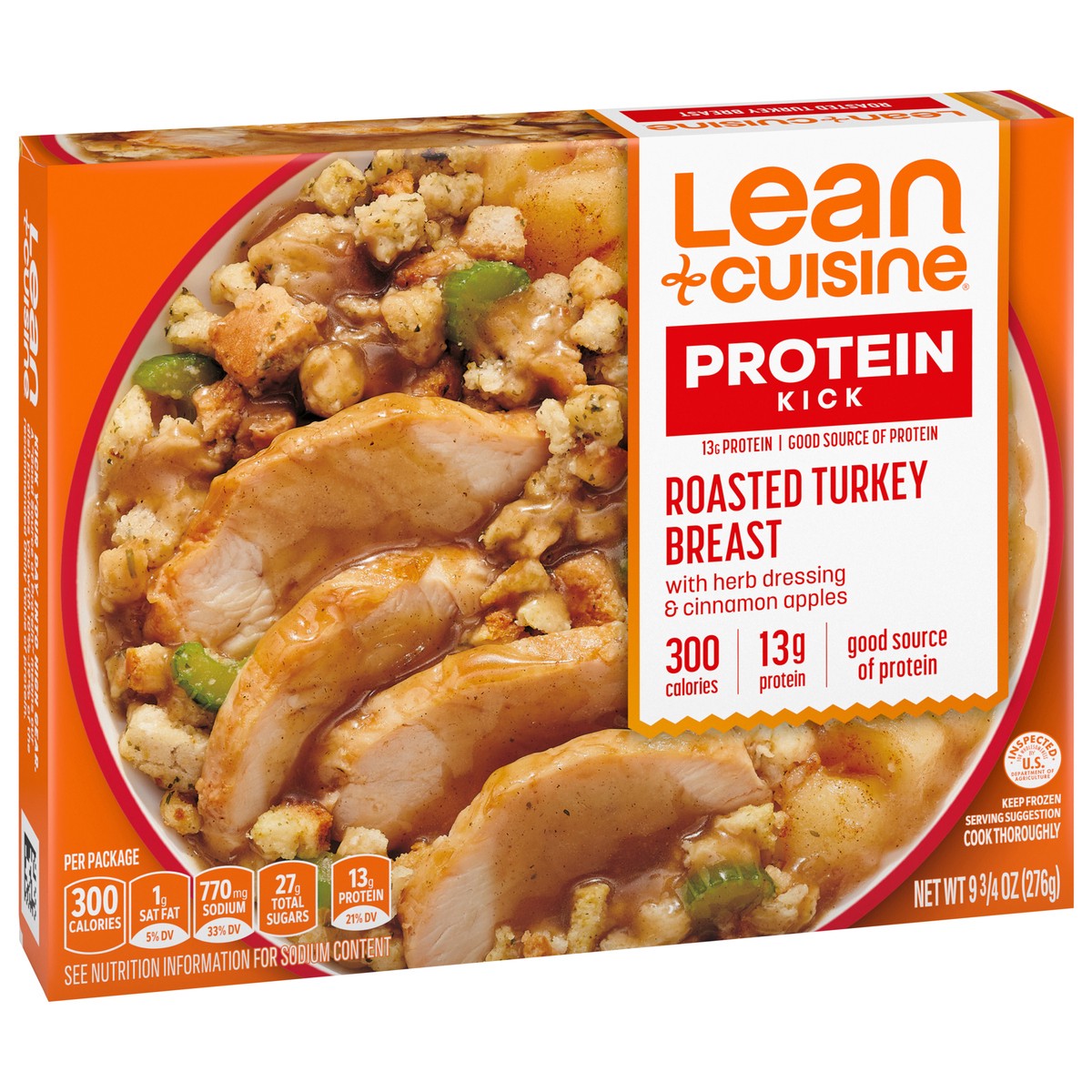 slide 2 of 9, Lean Cuisine Frozen Meal Roasted Turkey Breast, Protein Kick Microwave Meal, Microwave Turkey Dinner, Frozen Dinner for One, 9.75 oz