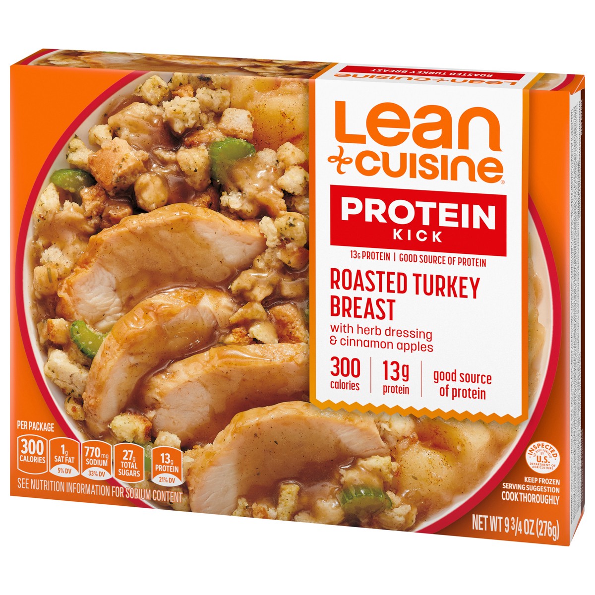 slide 3 of 9, Lean Cuisine Frozen Meal Roasted Turkey Breast, Protein Kick Microwave Meal, Microwave Turkey Dinner, Frozen Dinner for One, 9.75 oz
