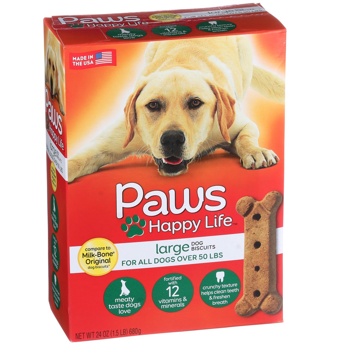 slide 4 of 8, Paws Happy Life Dog Biscuits - For All Dogs Over, 24 oz