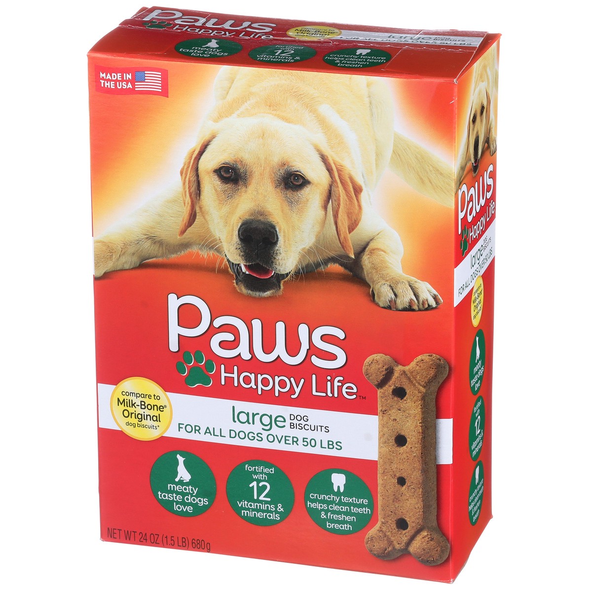 slide 8 of 8, Paws Happy Life Dog Biscuits - For All Dogs Over, 24 oz