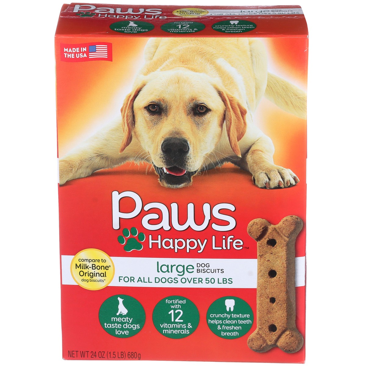 slide 1 of 8, Paws Happy Life Dog Biscuits - For All Dogs Over, 24 oz