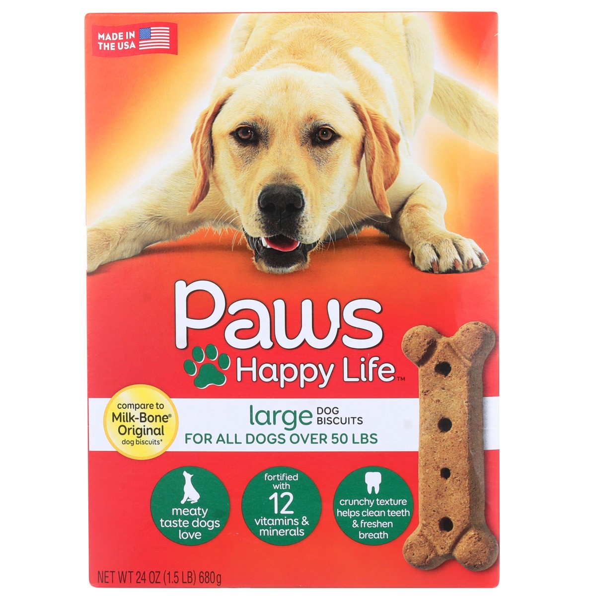 slide 5 of 8, Paws Happy Life Dog Biscuits - For All Dogs Over, 24 oz