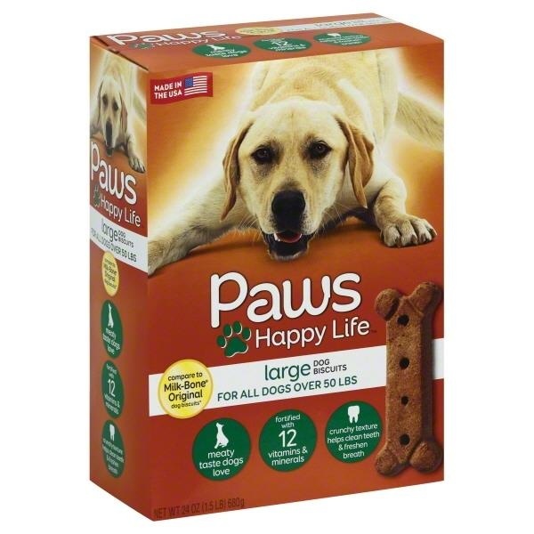 slide 1 of 1, Paws Happy Life Dog Biscuits - For All Dogs Over, 24 oz