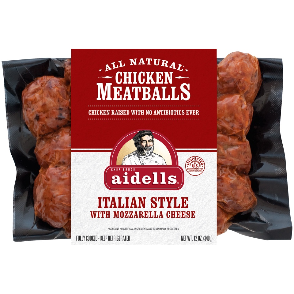 slide 2 of 4, Aidells Chicken Meatballs Italian Style With Mozzarella Cheese, 12 oz