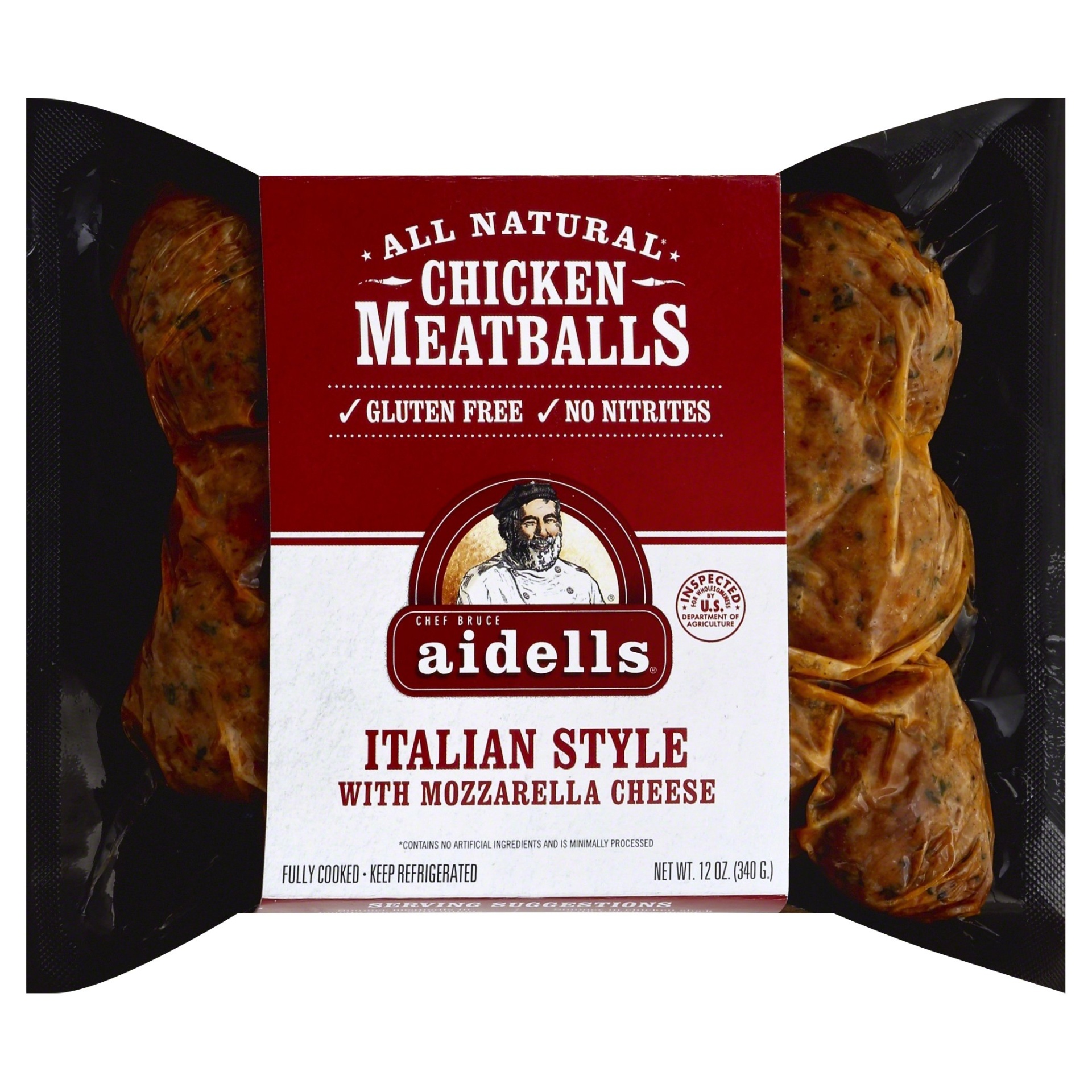 slide 1 of 4, Aidells Chicken Meatballs Italian Style With Mozzarella Cheese, 12 oz