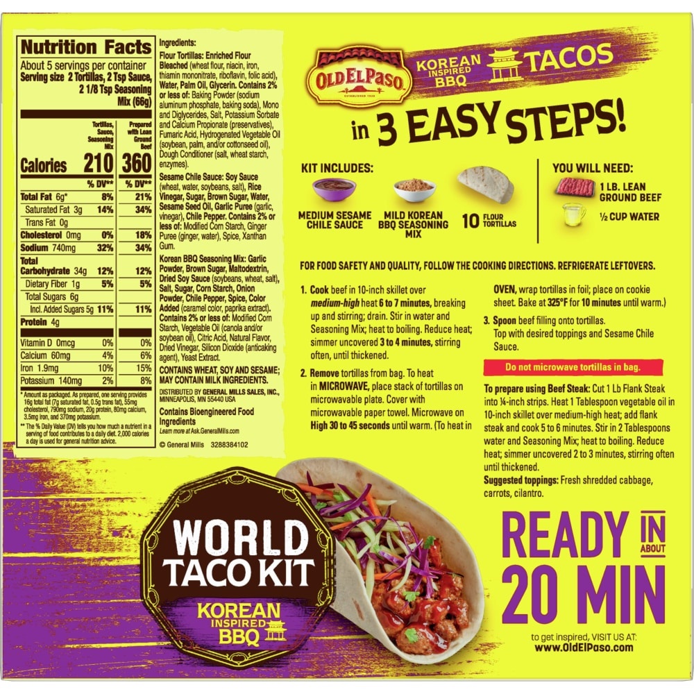 slide 1 of 1, Old El Paso Korean Inspired Bbq World Taco Dinner Kit, 11.7 oz