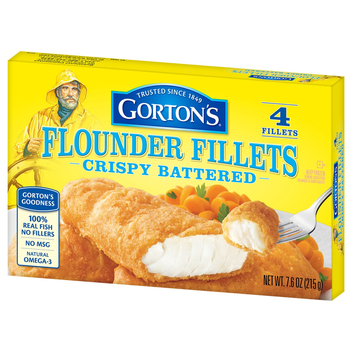 slide 10 of 11, Gorton's Gorton''s Crispy Battered Fish Fillets, Wild Caught Flounder, Frozen, 4 Count, 7.6 Ounce Package, 4 ct